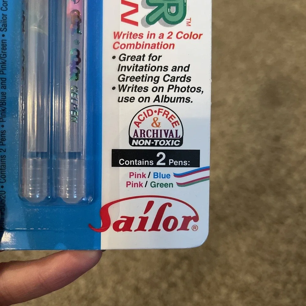RARE! Cool Color Swirl Gel Pen 2 Pack NEW! Sealed Vintage Pink Blue Green NOS BN